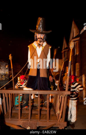 An Effigy Of Guy Fawkes Is Paraded Through The Streets Of Lewes During The Annual Guy Fawkes Night Celebrations, Lewes, Sussex, Stock Photo