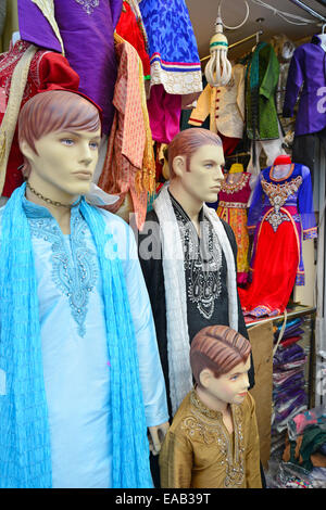 Traditional Indian clothes in shop, The Broadway, Southall, London Borough of Ealing, Greater London, England, United Kingdom Stock Photo