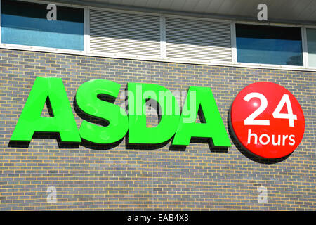 ASDA Supermarket sign, The Feltham Centre, Feltham, London Borough of Hounslow, Greater London, England Stock Photo