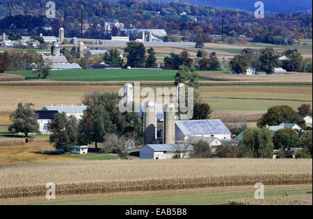 Amish farms and fields, Ephrata, Lancaster County, Pennsylvania, USA Stock Photo