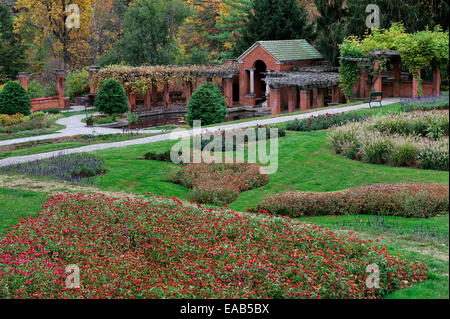 Vanderbilt estate formal garden, Vanderbilt Mansion National Historic Site, Hyde Park, New York, USA Stock Photo