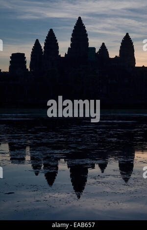 Cambodia, Angkor Wat Before Sunrise. Stock Photo