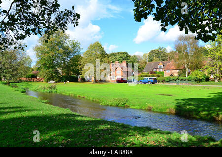 River Tillingbourne and The Green, Abinger Hammer, Surrey, England, United Kingdom Stock Photo