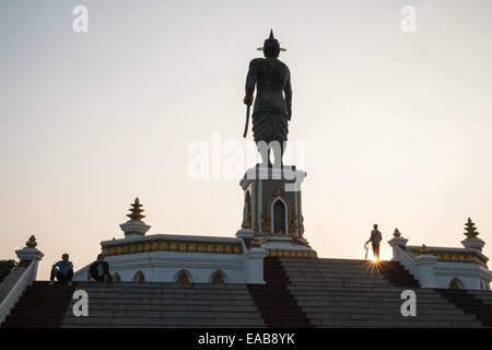 Sunset at Chao Anouvong Statue Vientiane, capital of Laos, South East Asia, Asia, Stock Photo