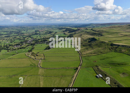 A scenic aerial view of the Yorkshire Dales between Aysgarth and West Witton. Stock Photo