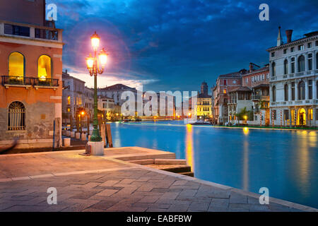 Venice.  Image of Grand Canal in Venice, Italy during twilight blue hour.