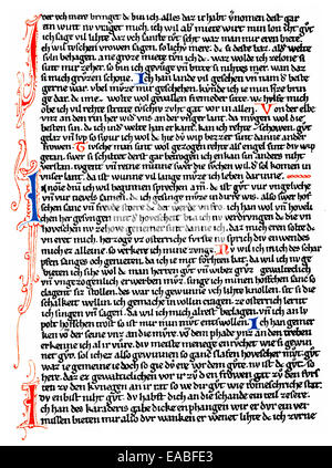 Historic manuscript, Great Heidelberg Song Manuscript, Codex Manesse, by Walther von der Vogelweide, from 1170 - 1230, German po Stock Photo