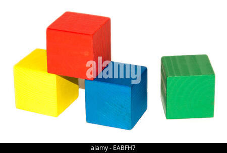 Coloured wooden cubes on white background isolated Stock Photo