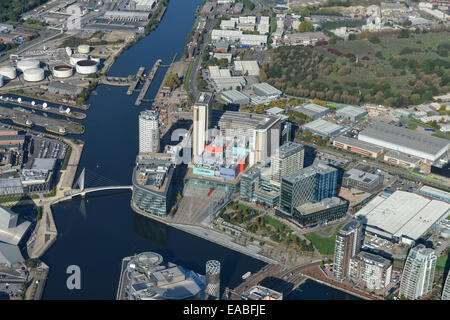 An aerial view of MediaCityUK in Salford, new home of the BBC Stock Photo
