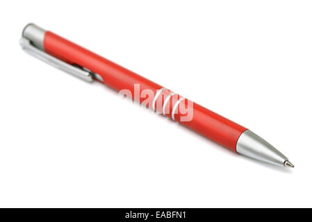 Red ballpoint pen isolated on white Stock Photo