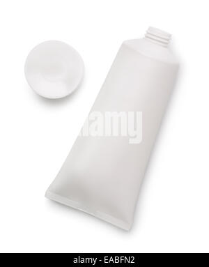 Blank open plastic tube isolated on white Stock Photo