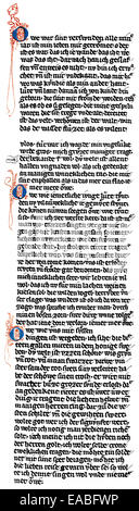 Historic print, manuscript, Middle High German text: 'Owe war sint verswunden', stanzas by Walther von der Vogelweide, c. 1170-1 Stock Photo