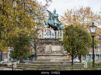 King John (polish: Jan) III Sobieski equestrian monument on Old Town of Gdansk, Poland Stock Photo