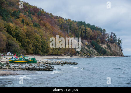 fishing boats on Baltic Sea beach in Orlowo district in Gdynia city, Poland Stock Photo