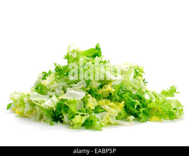 a pile of chopped escarole endive on a white background Stock Photo
