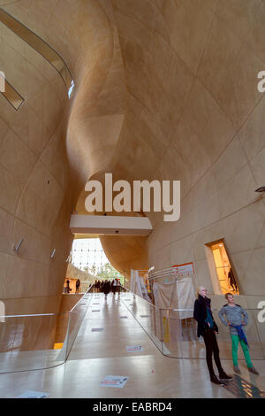 WARSAW, POLAND - OCTOBER 20, 2014: Interior of the museum of the history of polish Jews - building designed by Finnish architect Stock Photo