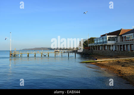 View of foreshore from Yarmouth Pier, Yarmouth, Isle of Wight, England, United Kingdom Stock Photo