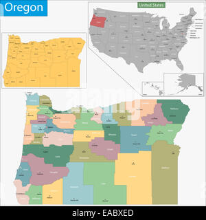 Political map of Oregon Stock Photo - Alamy