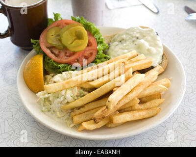 Cheeseburger Deluxe at Diner Stock Photo