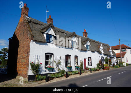 Thatched cottages along the Norwich Road, Ludham Stock Photo