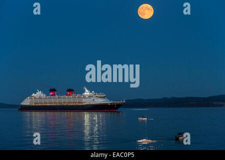 Cruise ship Disney Wonder arriving at port of Victoria at dawn-Victoria, British Columbia, Canada. Stock Photo