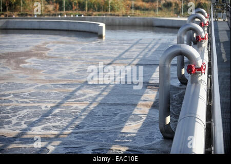 Industrial scene with a modern waste water treatment plant Stock Photo
