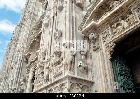 Italy, Lombardy, Milan,  Duomo Cathedral, Detail Facade. Stock Photo