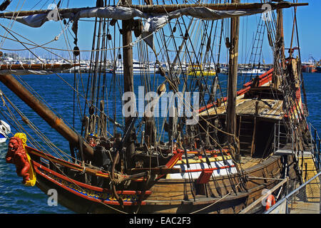 Wooden Sailing Ship Moored in Fremantle Harbour Perth Western Australia Stock Photo