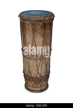 3D digital render of an African tribal drum isolated on white background Stock Photo