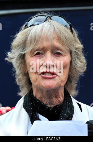 Virginia McKenna (actress and founder of the Born Free foundation) speaking at the National March against the Badger Cull, 2013 Stock Photo