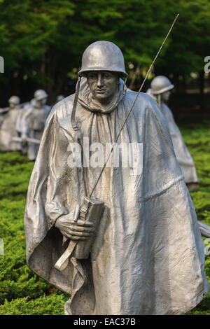 The Korean War Veterans Memorial is located in Washington, D.C.'s West Potomac Park, southeast of the Lincoln Memorial and just Stock Photo
