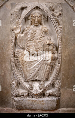 Romanesque Bas-Relief or Carving of Jesus Christ in the Crypt of Saint Sernin Basilica or Church Toulouse France Stock Photo