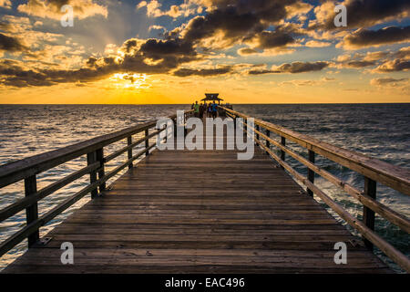 Sunset over the fishing pier in Naples, Florida. Stock Photo