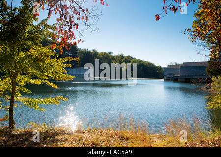 A sunny autumn day at Loch Raven Reservoir in Baltimore County, Maryland USA Stock Photo