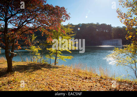 A sunny autumn day at Loch Raven Reservoir in Baltimore County, Maryland USA Stock Photo