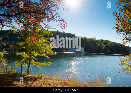 A sunny autumn day at Loch Raven Reservoir in Baltimore County, Maryland USA Stock Photo