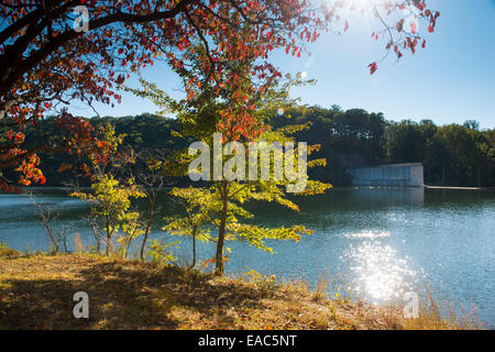 A sunny autumn day at Loch Raven Reservoir in Baltimore County, Maryland USA Stock Photo