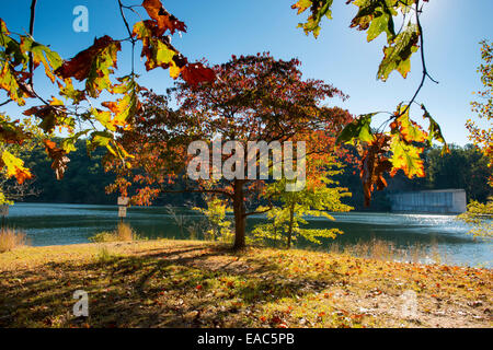 A sunny autumn day at Loch Raven Reservoir in Baltimore County, Maryland USA Stock Photo