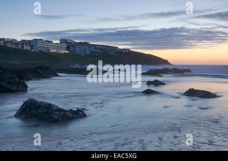 Hotels on the Pentire Headland overlooking Fistral Beach - Newquay, Cornwall, England, UK Stock Photo