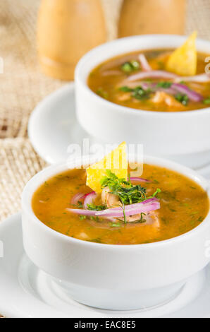 Delicious encebollado fish stew from Ecuador Stock Photo