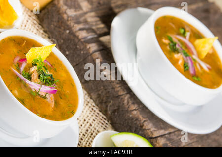 Delicious encebollado fish stew from Ecuador Stock Photo