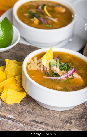 Delicious encebollado fish stew from Ecuador Stock Photo