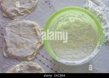 Preparation of dough for Baklava, the traditional Turkish dessert Stock Photo