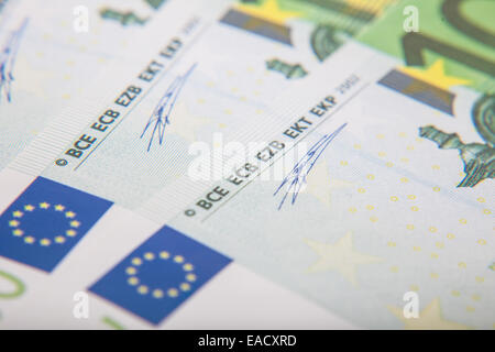 Detail shot of various 100 euro notes. Stock Photo