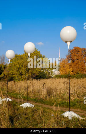 Lichtgrenze, installation to the 25. anniversary of the fall of Berlin Wall, Berlin, Germany Stock Photo