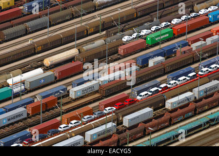 Freight trains, Maschen marshalling yard, Maschen, Lower Saxony, Germany Stock Photo