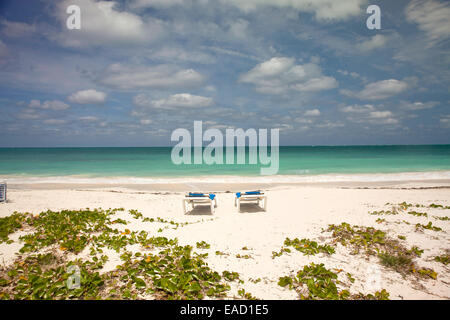 Sunloungers on the beach, Cayo Levisa, Pinar del Río Province, Cuba Stock Photo