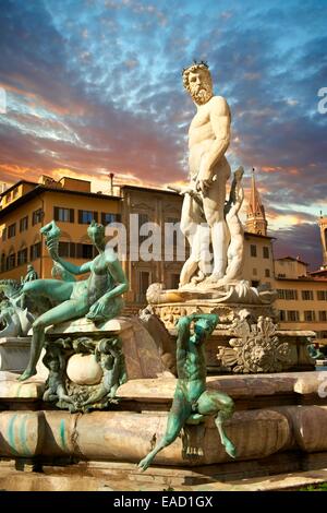 The Fountain of Neptune by Bartolomeo Ammannati, 1575, Piazza della Signoria, Florence, Tuscany, Italy Stock Photo