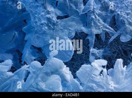 Ice formations, Brandenberger Ache, Kramsach, Kufstein District, North Tirol, Tirol, Austria Stock Photo