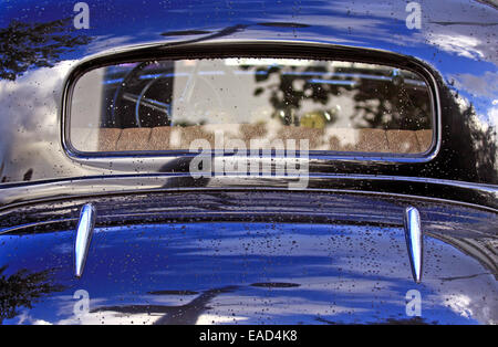 Rear view of blue vintage car detail Stock Photo